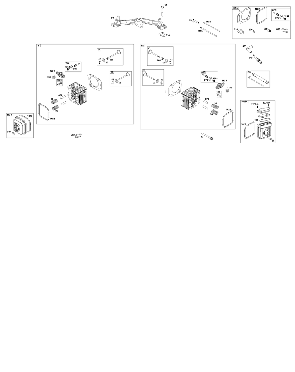 Cylinder Head Group Diagram and Parts List for 356777-0147-B5 200000 - 399999 Briggs and Stratton Engine